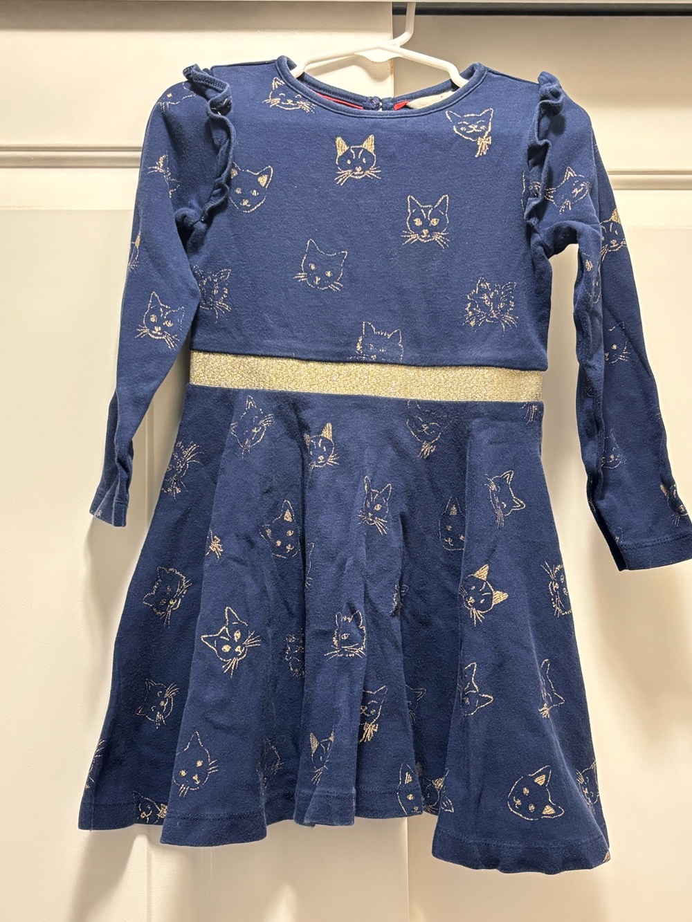 Mini Boden gold cat dress, size 3-4Y